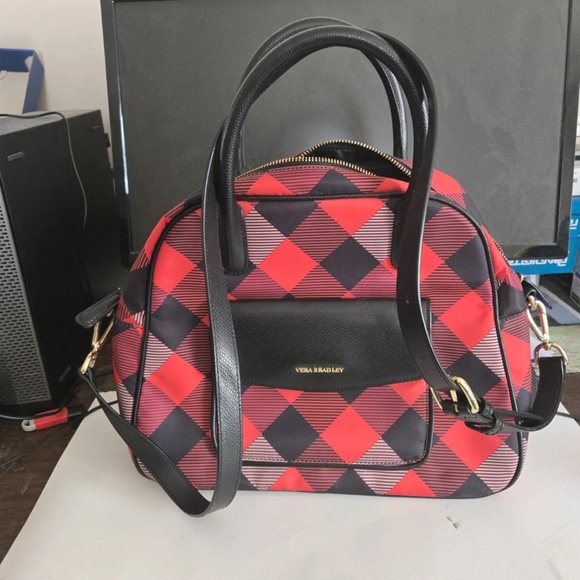 Vera Bradley Red and Black Plaid Satchel - Picture 2 of 3